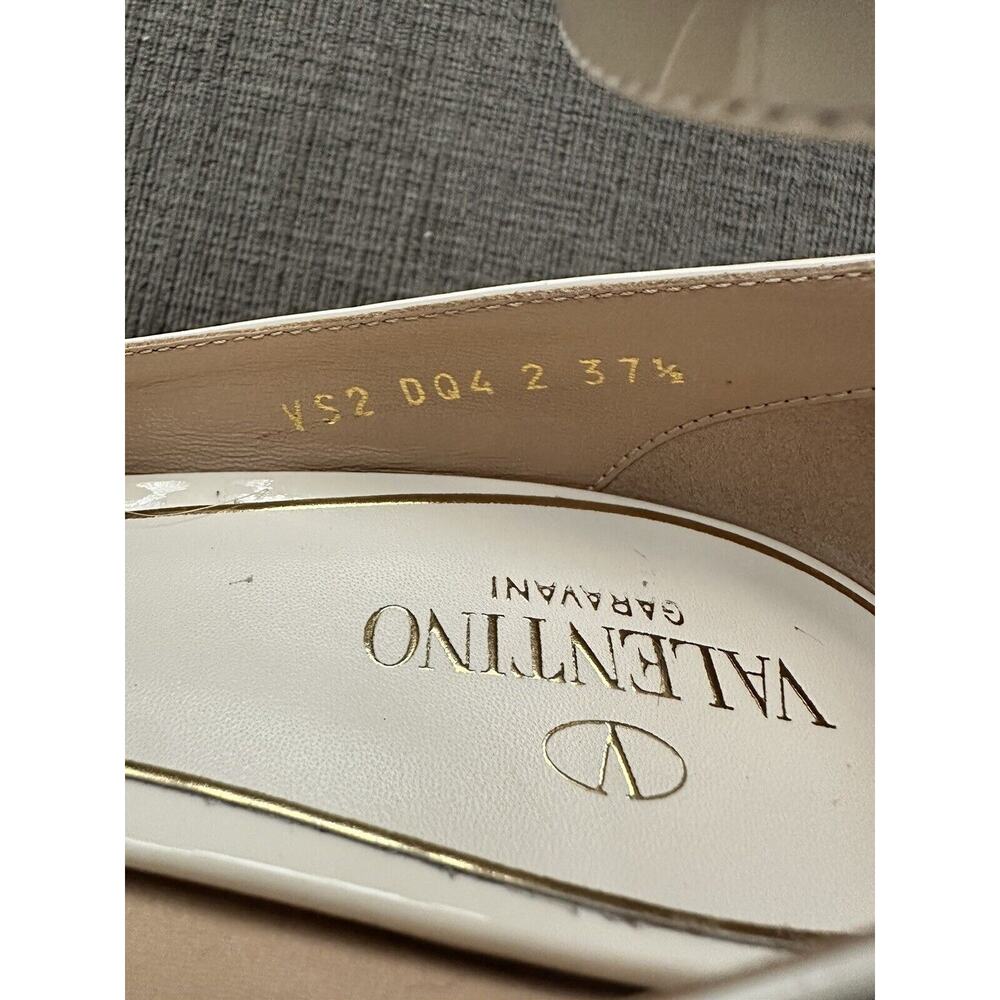 Valentino Ivory Patent Leather Tan-Go Platform Ankle Strap Pump Size 37.5 - Picture 10 of 16